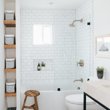 Eclectic tile and storage niche