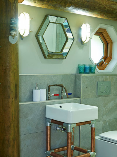 Rustic Bathroom by Cream & Black Interior Design