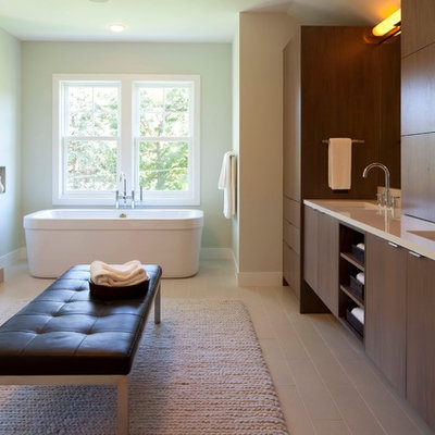 Inspiration for a contemporary freestanding bathtub remodel in Minneapolis