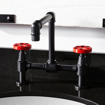 Edison Bridge Bathroom Faucet with Pop-Up Drain – Black