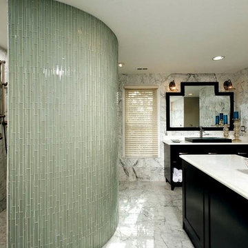 Elegant Bath Remodel in Mt. Vernon Area Uses Marble and Glass