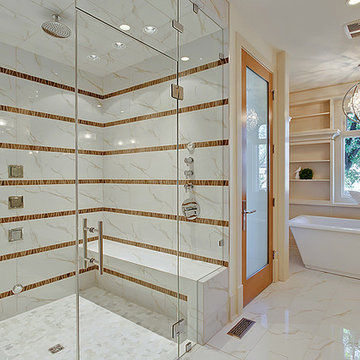 Elegant Bathroom & Closet with Custom Cabientry