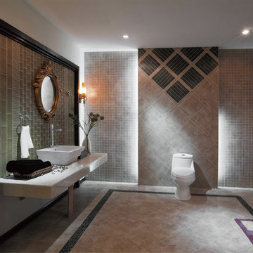 Elegant Bathroom uses Subway Tiles