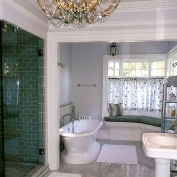 Elegant Bathroom with Walk-In Shower and Soaker Tub