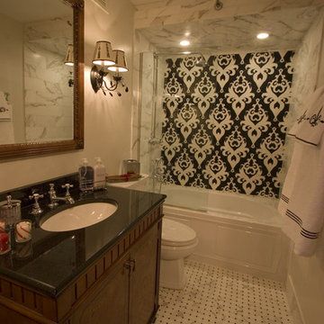 Elegant Black and White Damask Marble Bathroom