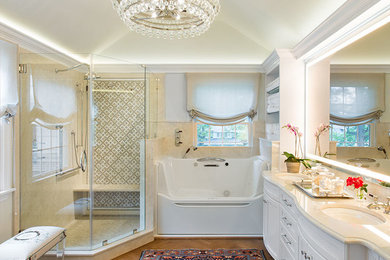 Example of a transitional bathroom design in New York