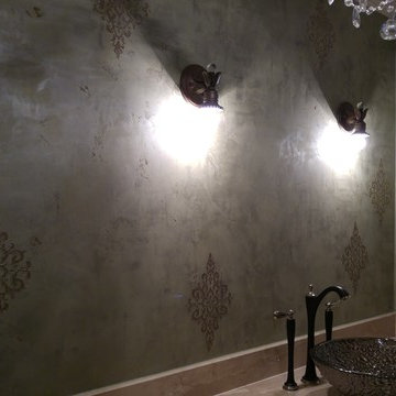 Elegant Raw Silk Walls - Powder Bathroom