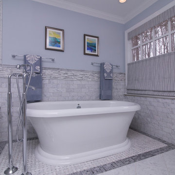 Elegant White & Grey Marble Master Bathroom