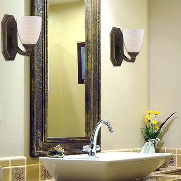 ELK Lighting One Light Aged Bronze White Swirl Glass Bathroom Sconce
