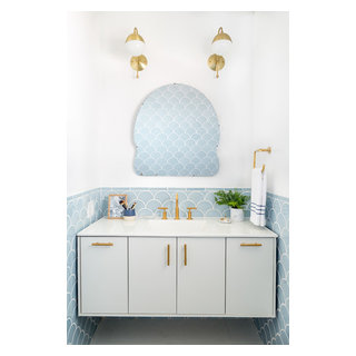 Emily Henderson's Master Bathroom in Crater Lake Ogee Drops. - Eclectic ...