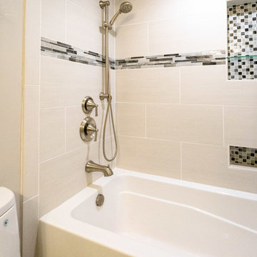 Encinitas Hall Bathroom Remodel with Brushed Nickel Fixtures