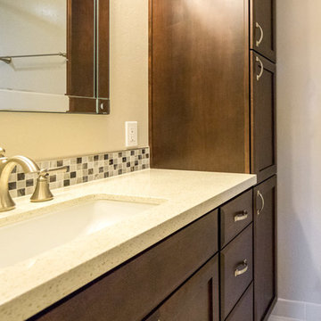 Encinitas Hall Bathroom Remodel with Linen cabinets