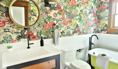 Before and After: Cheerful Color in a Farmhouse Bathroom
