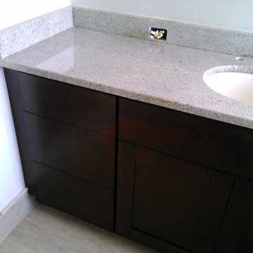 Espresso Shaker Bathroom vanity Cabinets and Granite Countertop