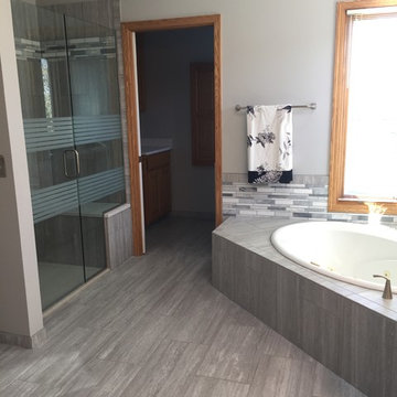 Expansive Gray Master Bathroom