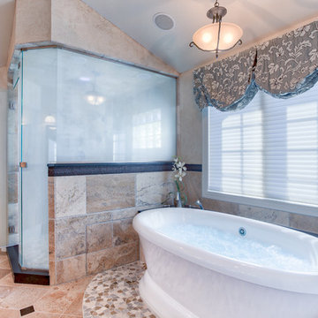 Expansive Traditional Steam Shower in a Spa Like Master
