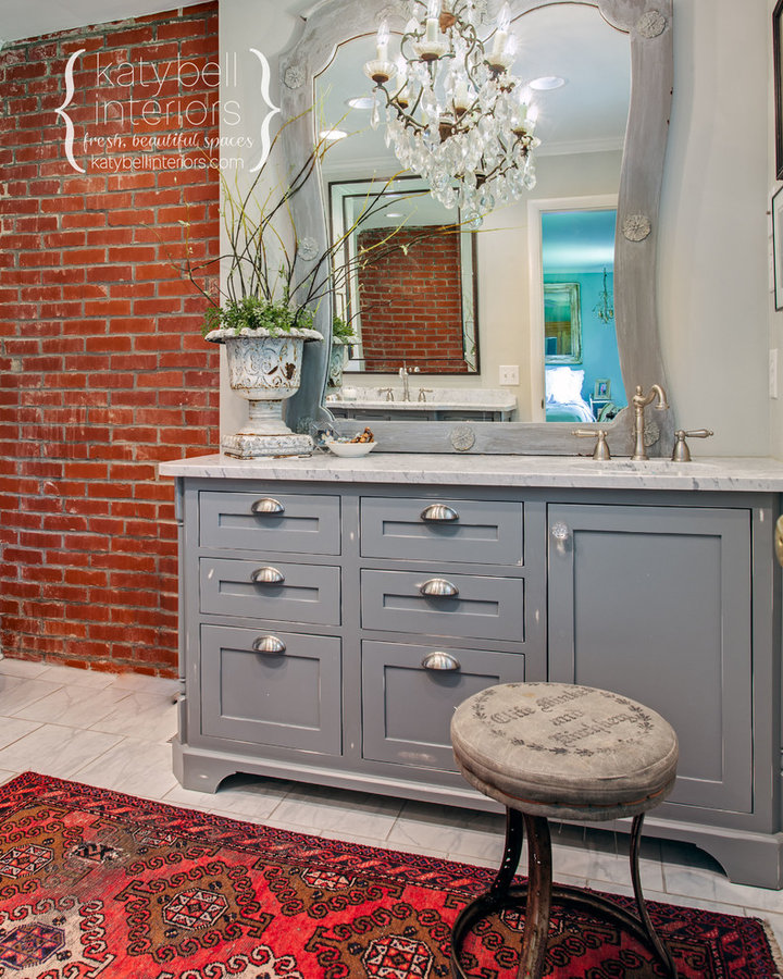 Exposed Brick Master Bath