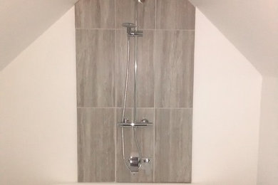 Design ideas for a small contemporary bathroom in Hertfordshire.