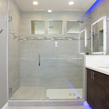 Fairbanks Ranch Master Bathroom Remodel with Large Custom Glass Walk In Shower