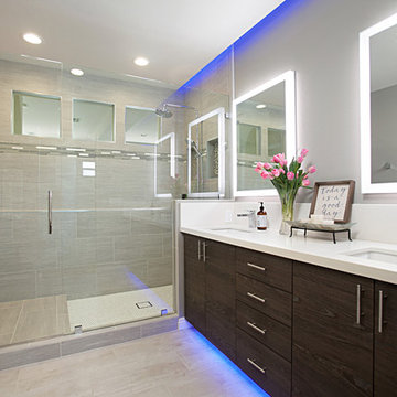 Fairbanks Ranch Master Bathroom Remodel with Illuminated Mirrors