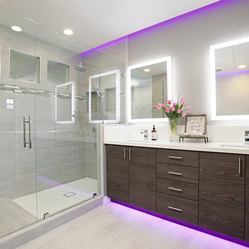 Fairbanks Ranch Master Bathroom Remodel with Multicolor LED Lighting