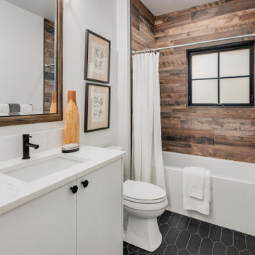 Famrhouse Bath with Geometric Tile
