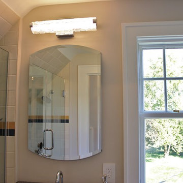 Farmhouse Bathroom Remodel Gets Shower In Tricky Angled Ceiling Space