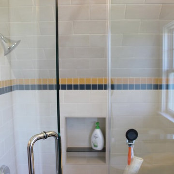 Farmhouse Bathroom Remodel Gets Shower In Tricky Angled Ceiling Space