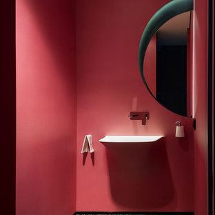 75+ Bäder mit Beton-Waschbecken/Waschtisch und weißem Boden Ideen