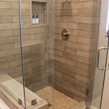Faux Wood Tile in Modern Shower