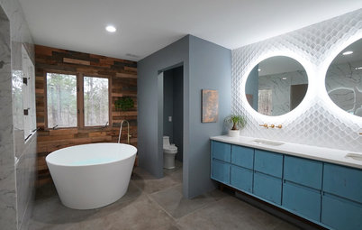 Bathroom of the Week: Wood Walls Warm Up an Eclectic Master Bath