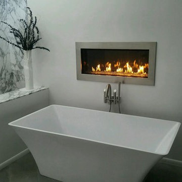 Bathroom Fireplace Photos Ideas Houzz, White Electric Fireplace Bathroom