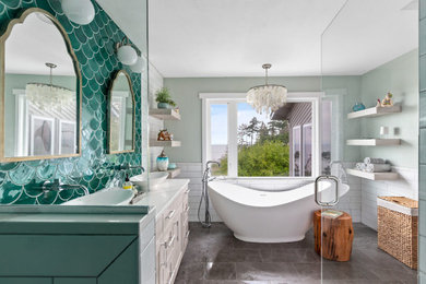 Inspiration for a coastal bathroom remodel in Minneapolis