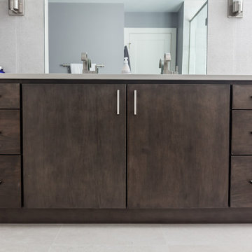 Flat Paneled, Dark Wood Vanity