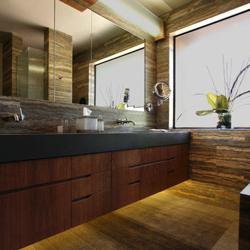 Floating Bathroom Cabinetry with Integrated Sinks