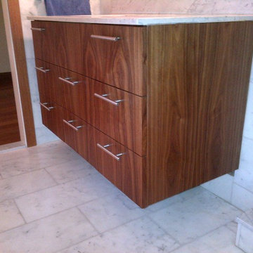 Floating Vanity and Wall Panels in Black Walnut