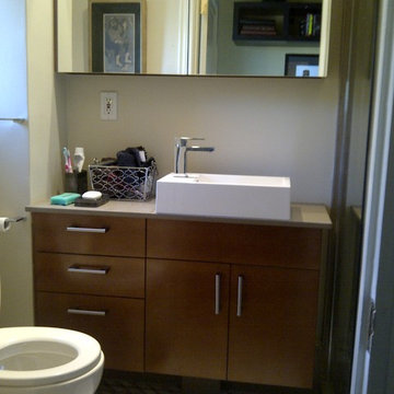 floating vanity with mirror cabinet