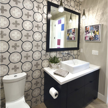 "flower power" pattern creates decadent design in a classic residential bathroom