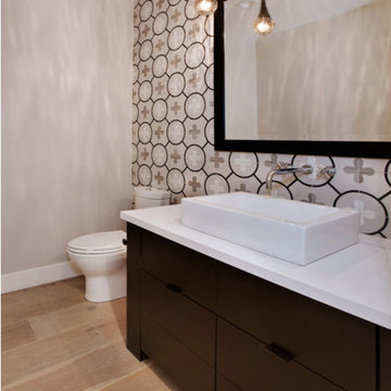 "flower power" pattern creates decadent design in a classic residential bathroom