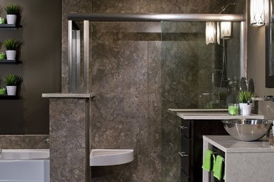 Framed Glass Shower Door with Low Threshold Shower Pan
