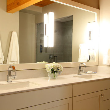 Framed Vanity Mirror with Sconces