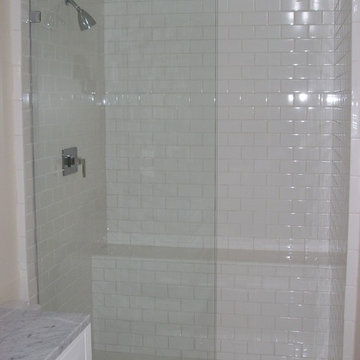 Frameless glass panel shower door