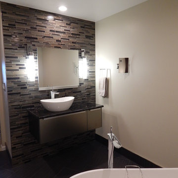 Freestanding Tub and Wall Hung Vanity Full Bath by Connie Turski Interiors