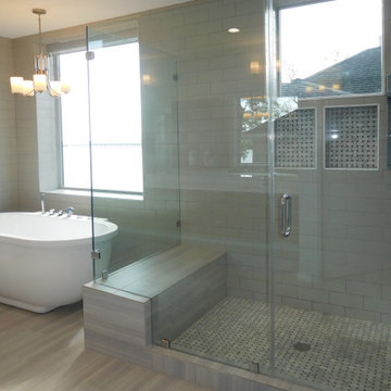 Freestanding tub with separate shower
