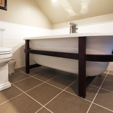 Freestanding Tub with Wooden Framing