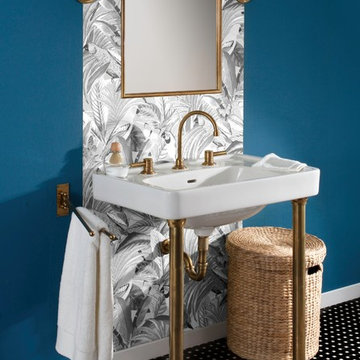 French Art Deco Bathroom with Herbeau Faucet & Fixtures