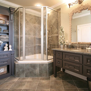 Bathroom - french country bathroom idea in Charlotte with granite countertops