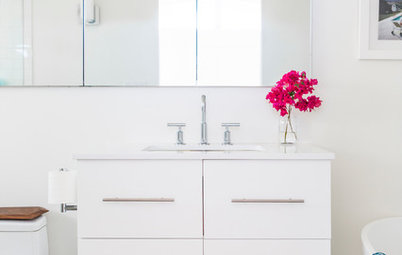 Room of the Day: A Fresh White Bathroom With a Bold Surprise Underfoot