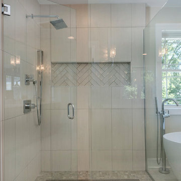 Full Mirror and Clear Glass Shower