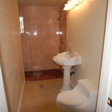 Fullerton Marble & Travertine Shower & Seat & Pedestal Sink